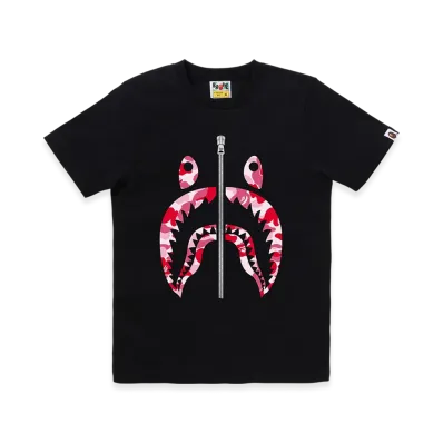 A BATHING APE Ladies Shark Tee "Black/Pink"