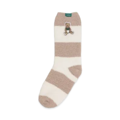 STARBUCKS x GELATO PIQUE Powder Bear Embroidery Border Socks "Mocha Beige"