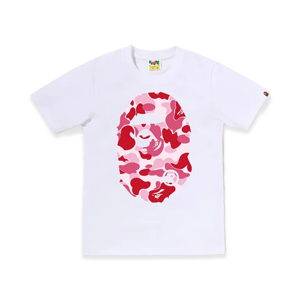A BATHING APE Women's ABC Camo Big Ape Head Tee "White/Pink"