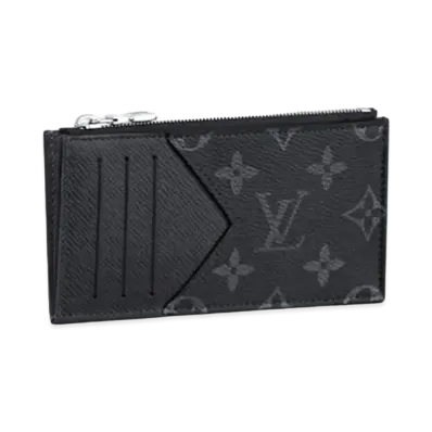 Louis Vuitton Coin Card Holder Monogram Eclipse Taiga "Noir"