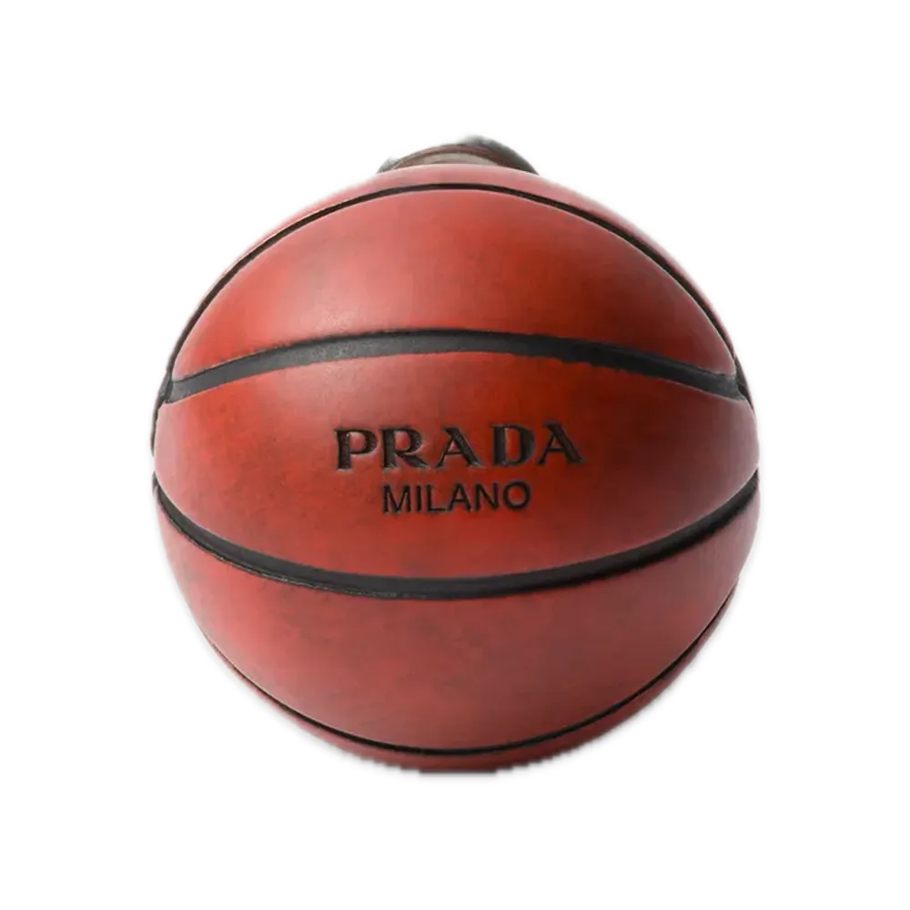 PRADA Metal Basketball Earrings "Pewter/Orange"