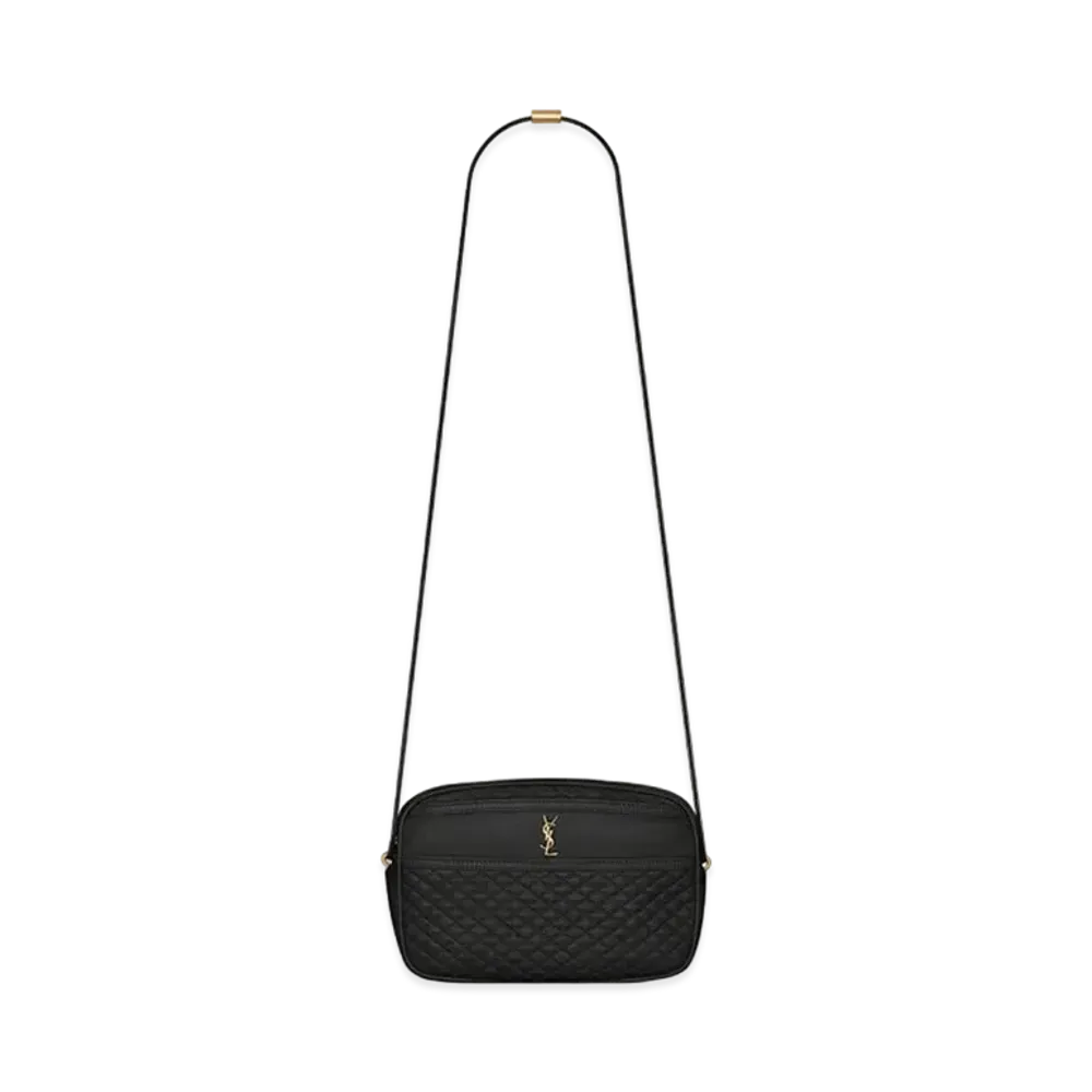Saint Laurent Victoire Camera Bag In Quilted Lambskin "Black"
