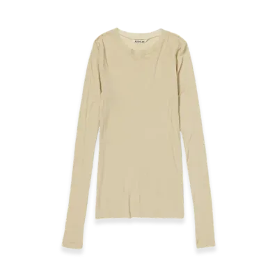 AURALEE Super High Gauge Sheer Rib L/S T-Shirt "Light Beige"