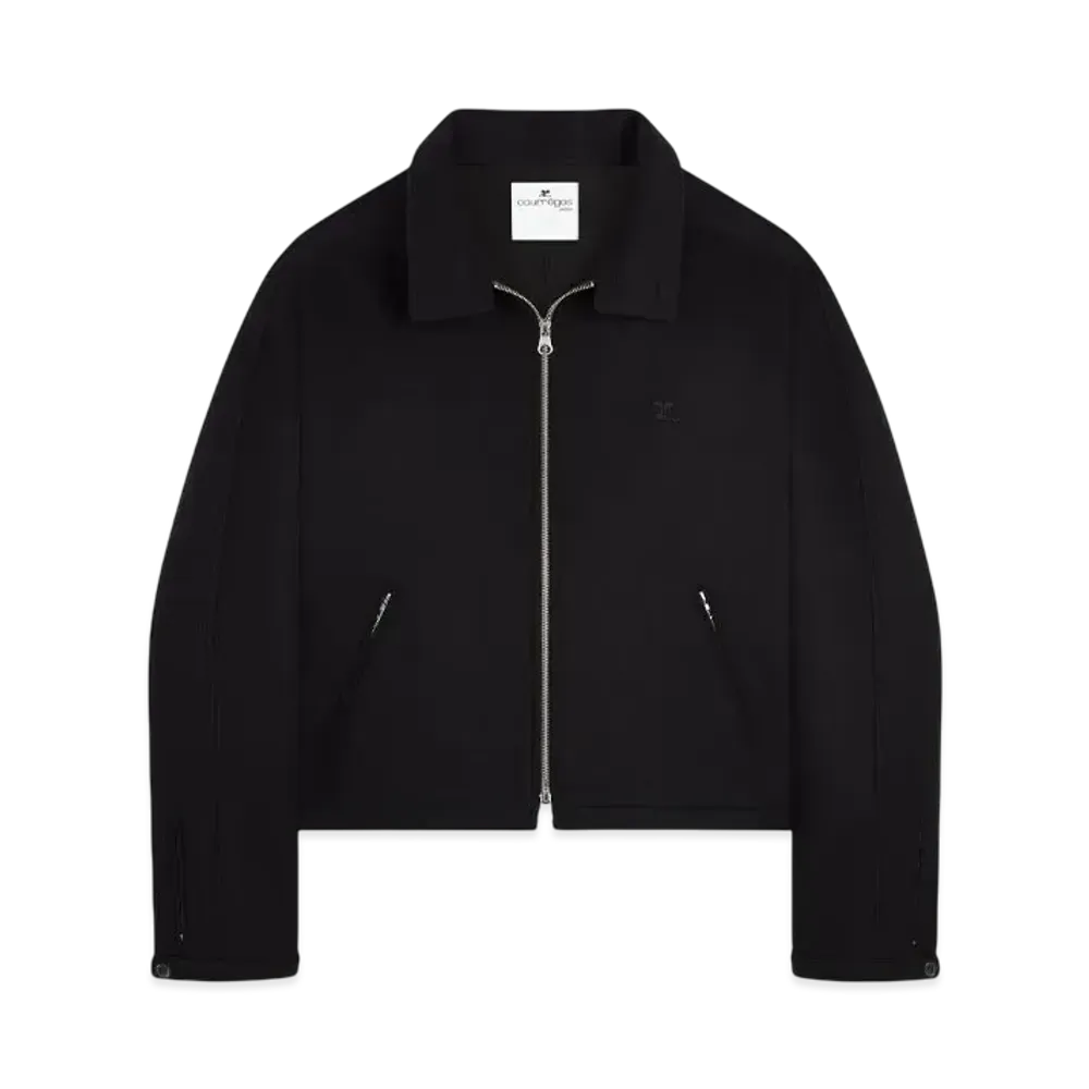Courreges Zipped Wool Bomber Jacket "Black"