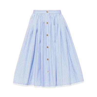 MIU MIU Women's Striped Chambray Skirt "Light Blue"