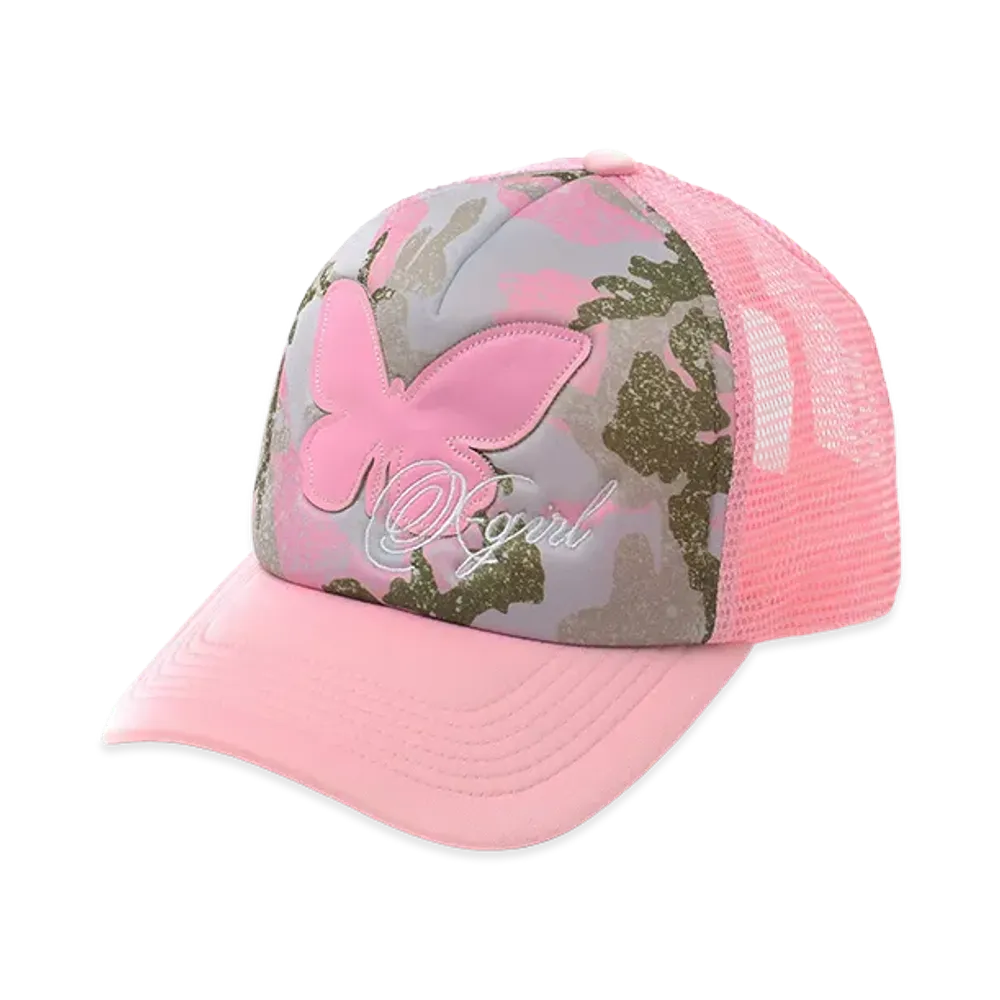 X-Girl Women's Butterfly Patch Trucker Cap "Pink"