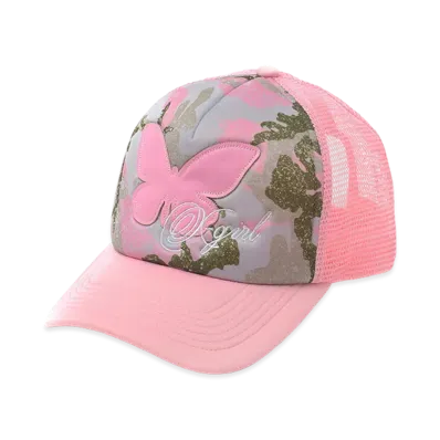 X-Girl Women's Butterfly Patch Trucker Cap "Pink"