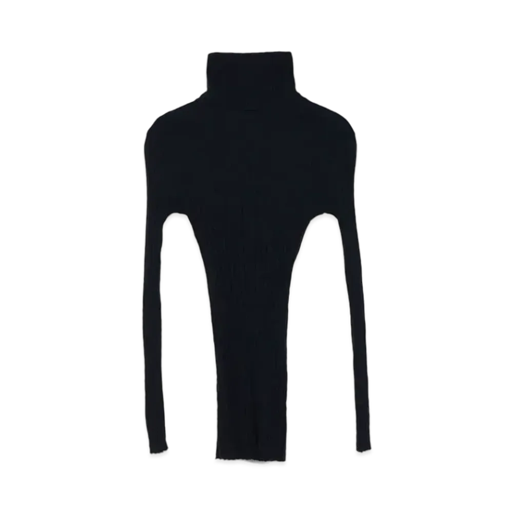 Yohji Yamamoto Y's GAUZE WIDE MIX UP HIGH NECK LAYER T "Navy"