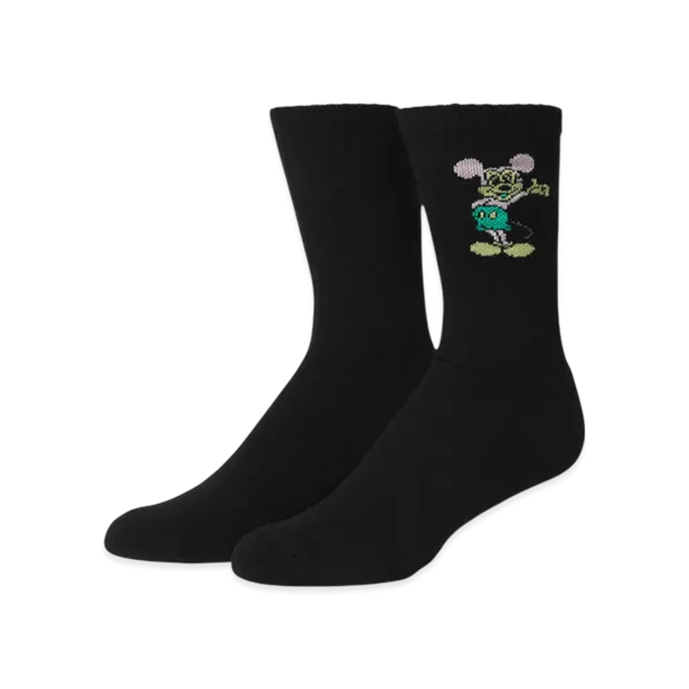 HUF x Disney Mickey Mouse Mickey Greetings Crew Socks "Black"