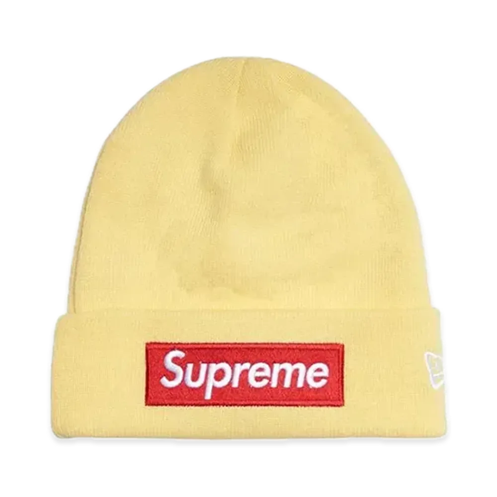 Supreme New Era Box Logo Beanie "Pale Yellow"