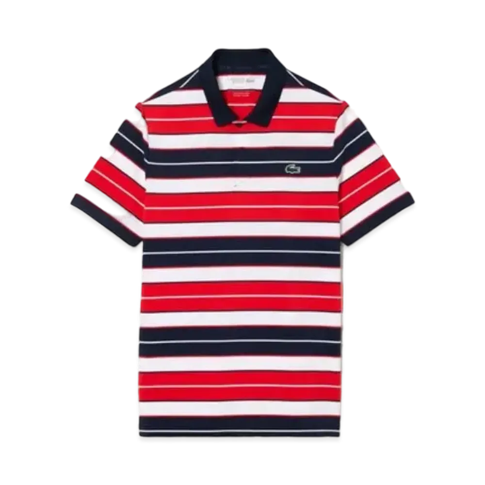 LACOSTE Multi Color Border Ultra Dry Polo Shirt "Navy"