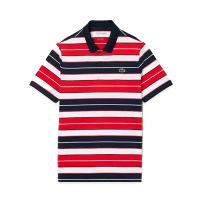 LACOSTE Multi Color Border Ultra Dry Polo Shirt "Navy"