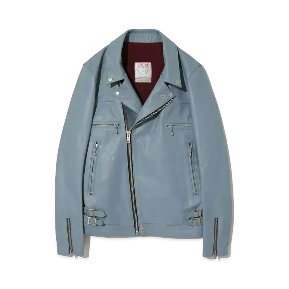 UNDERCOVER Leather Biker Jacket "Light Blue"