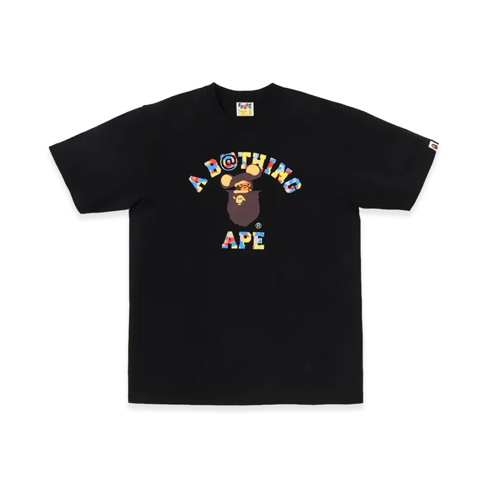 A BATHING APE x MEDICOM TOY 30th Anniv. College Milo Tee "Black"