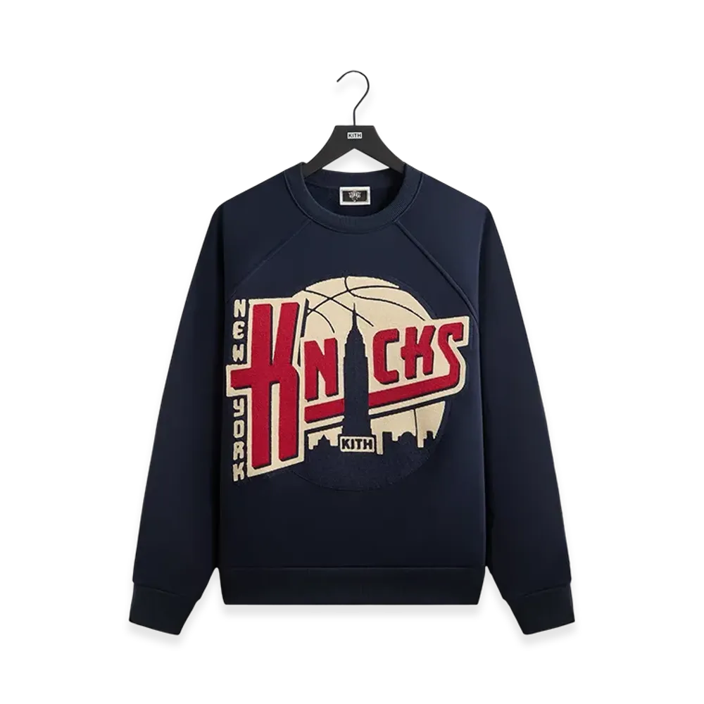 Kith x the New York Knicks Basketball Vintage Nelson Raglan Crewneck "Nocturnal"