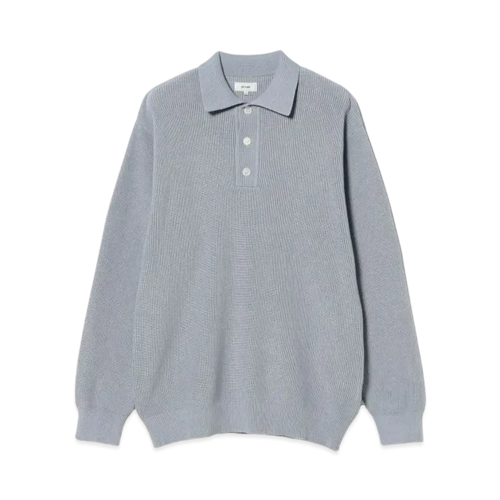 BEAMS 12 Gauge Rib Knit Polo Shirt "LightGray"