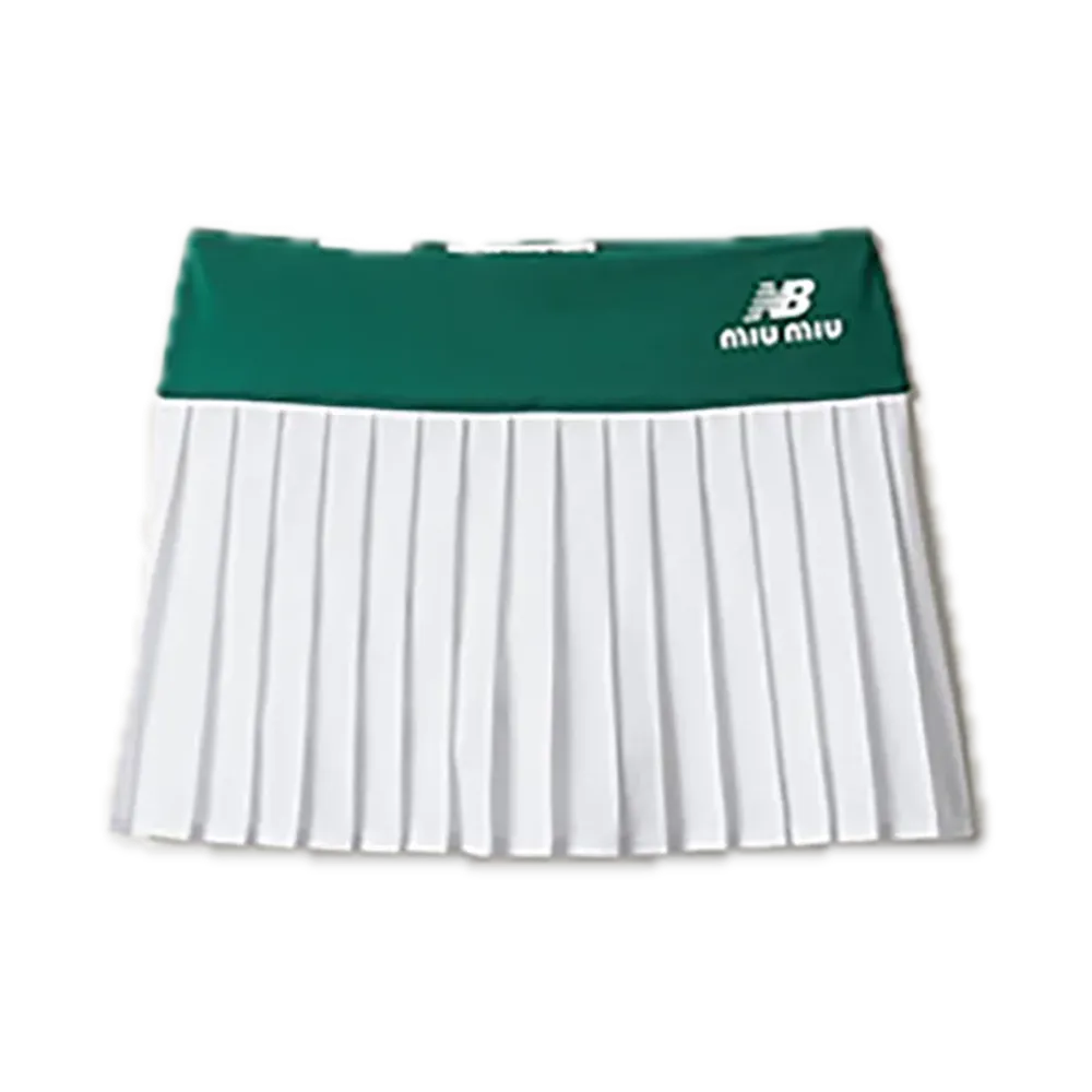 MIU MIU x New Balance Stretch Technical Jersey Pleated Miniskirt "Green/White"