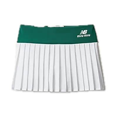 MIU MIU x New Balance Stretch Technical Jersey Pleated Miniskirt "Green/White"