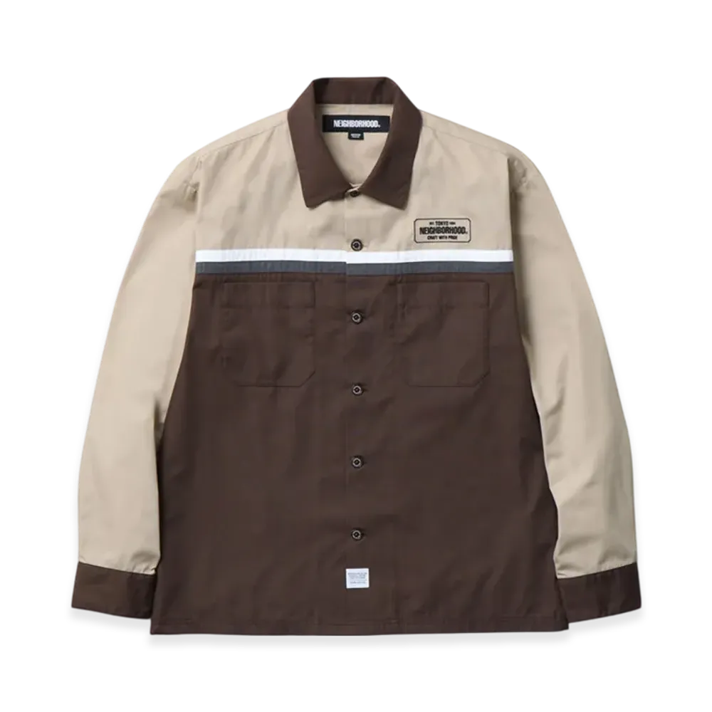 NEIGHBORHOOD Classic Work Bicolor Shirt LS "Brown"