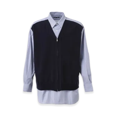 COMME des GARCONS HOMME Knit-Docking Cotton Shirts "Blue"