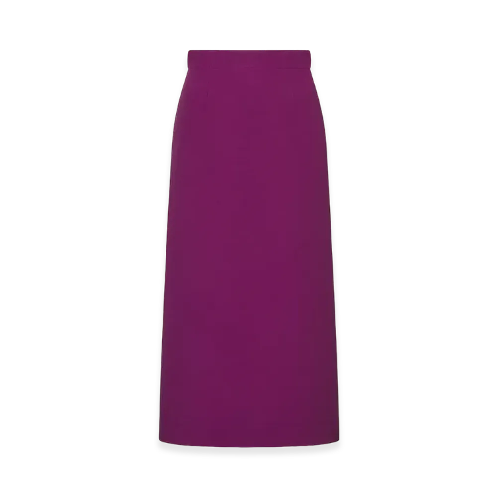 Dior Women's Mid-Length Flared Skirt Wool Silk "Mulberry"