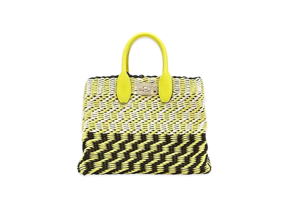 Salvatore Ferragamo Ferragamo Studio Box Bag "Canary Yellow/Panna/Black"