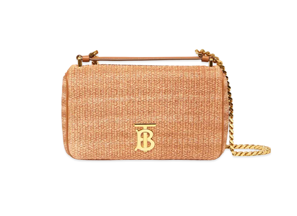 Burberry Small Raffia Effect Lola Bag "Natural"
