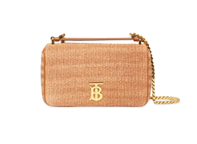 Burberry Small Raffia Effect Lola Bag "Natural"