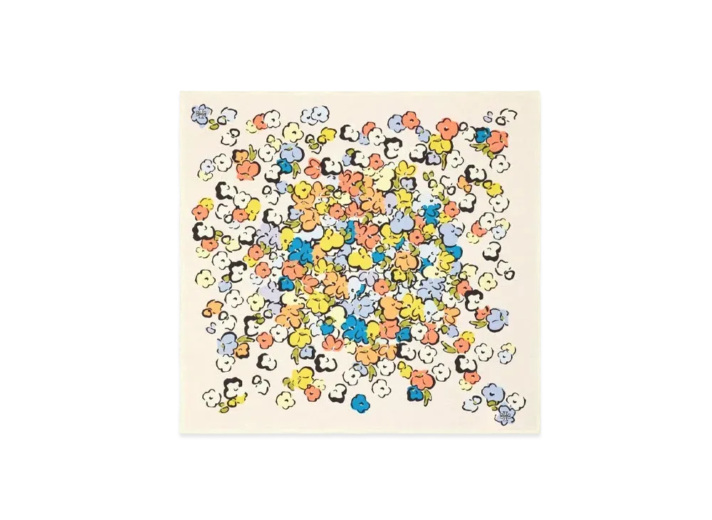 Tory Burch Painted Floral Cotton Jersey Neckerchief "Pink"