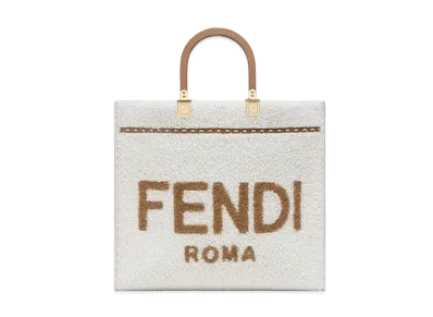 FENDI Sunshine Medium Sheepskin Shopper "White"