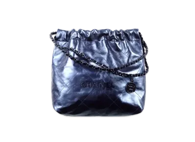 CHANEL Chanel 22 Small Handbag Metallic Calfskin "Navy Blue"