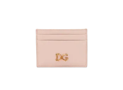 Dolce&Gabbana Credit Card Holder Calfskin DG Barocco "Pale Pink"