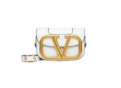 Valentino Small Supervee Crossbody Calfskin Bag "Optic White"