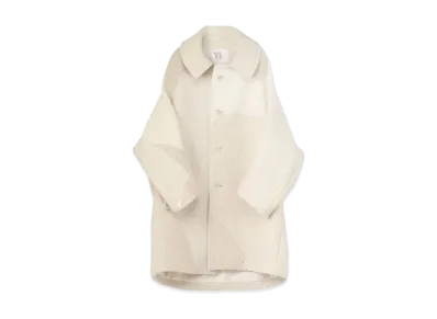 Yohji Yamamoto Y's ALAN KNIT NEEDLE PUNCH BIG COLLAR COAT "White"