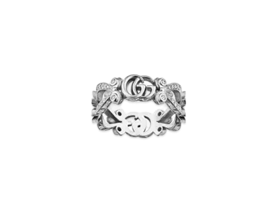 GUCCI Gucci Flora 18K Ring With Pave Diamonds