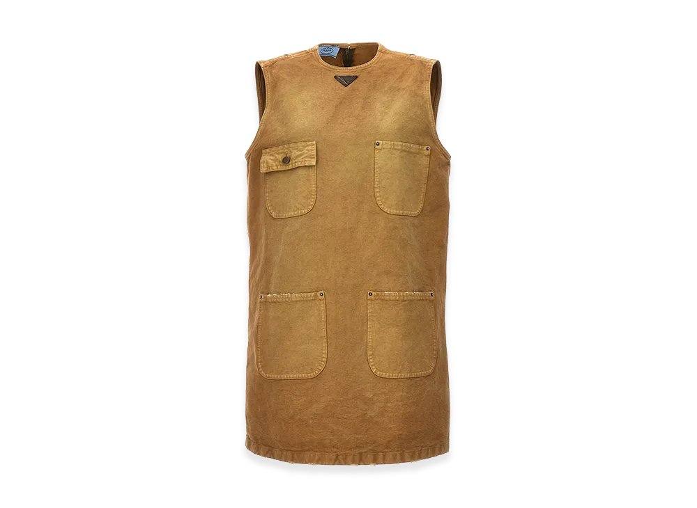 PRADA Women's 'Old' Canvas Dress "Beige"