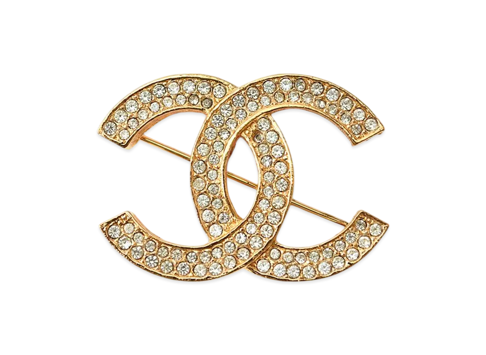 シャネル ココマーク ラインストーン ブローチ 