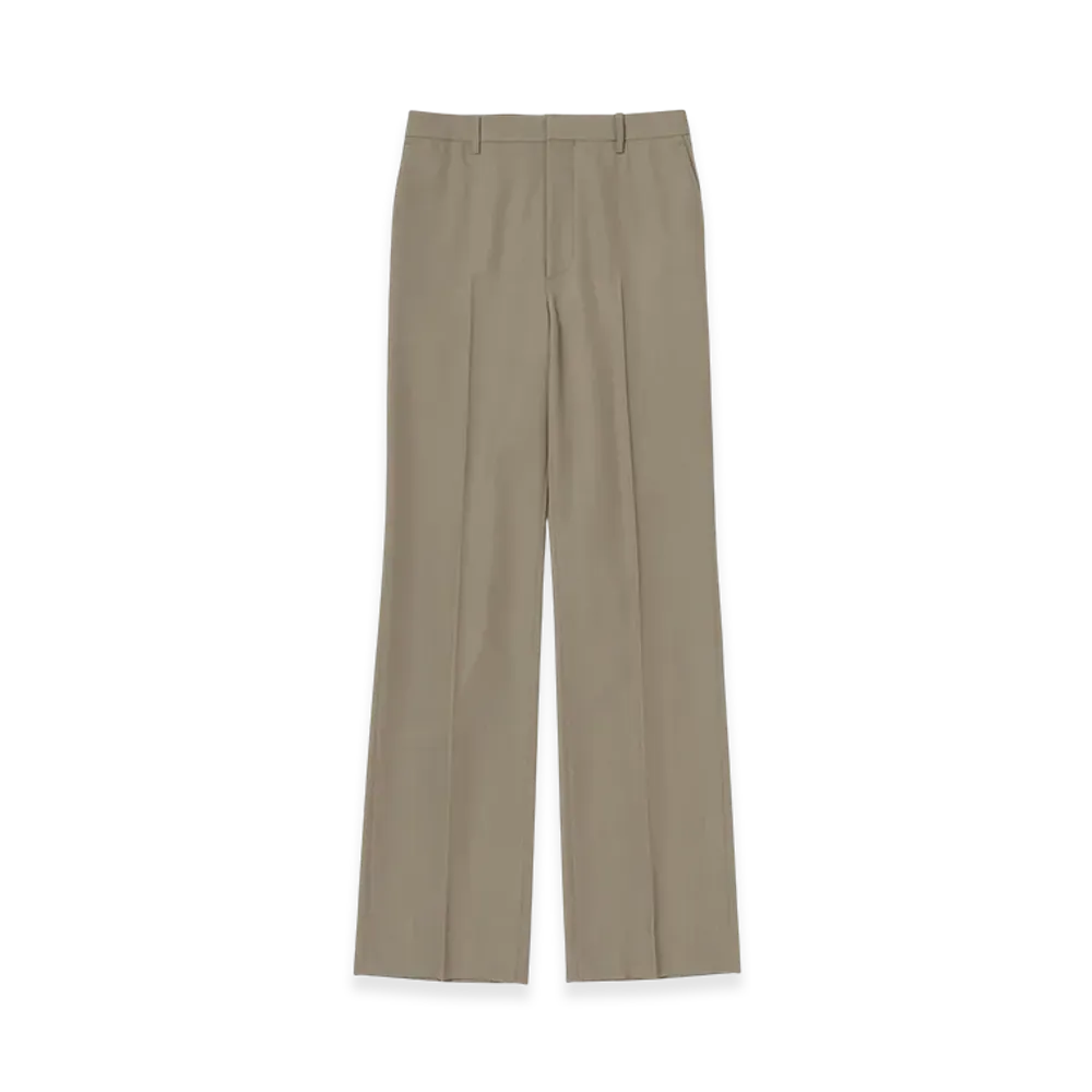AURALEE Women's Light Wool Max Gabardine Slacks "Khaki Chambray"