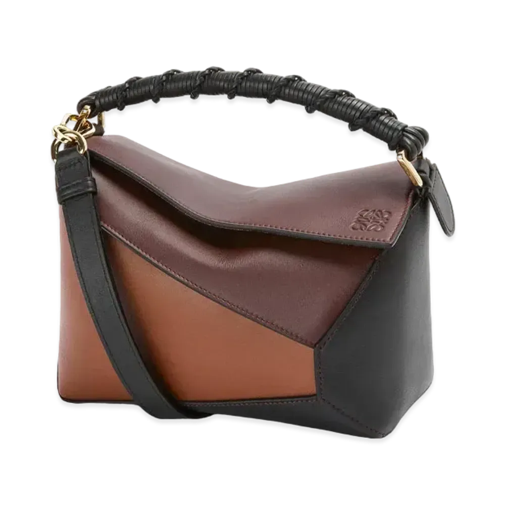 LOEWE Small Puzzle Edge Bag In Nappa Calfskin "Prune/Havana"