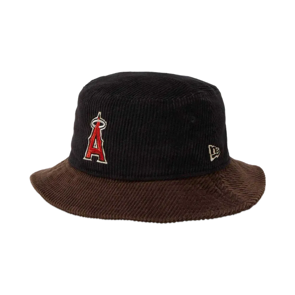 NEW ERA Bucket 01 MLB Corduroy Los Angeles Angels "Black/Dark Brown"