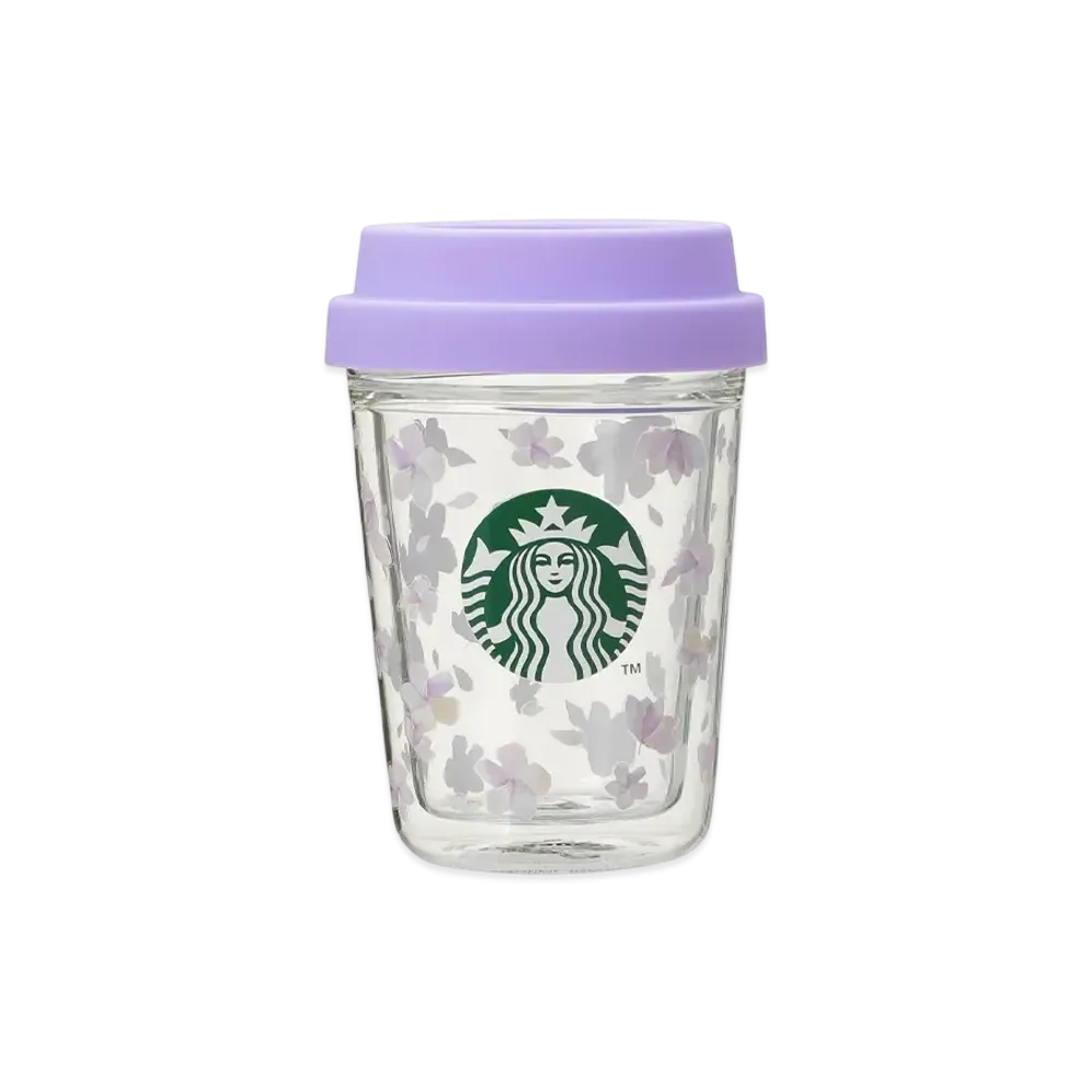 STARBUCKS SAKURA2025 Double Wall Heat Resistant Glass Cup 296Ml "Purple"