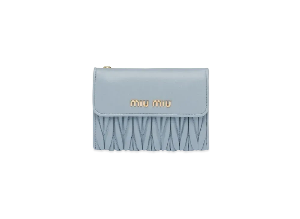 MIU MIU Materasse Leather Wallet "Sky Blue"