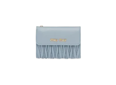MIU MIU Materasse Leather Wallet "Sky Blue"