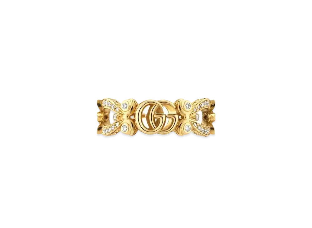 GUCCI Gucci Flora 18K Ring With Pave Diamonds "Gold"