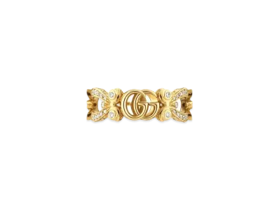 GUCCI Gucci Flora 18K Ring With Pave Diamonds "Gold"