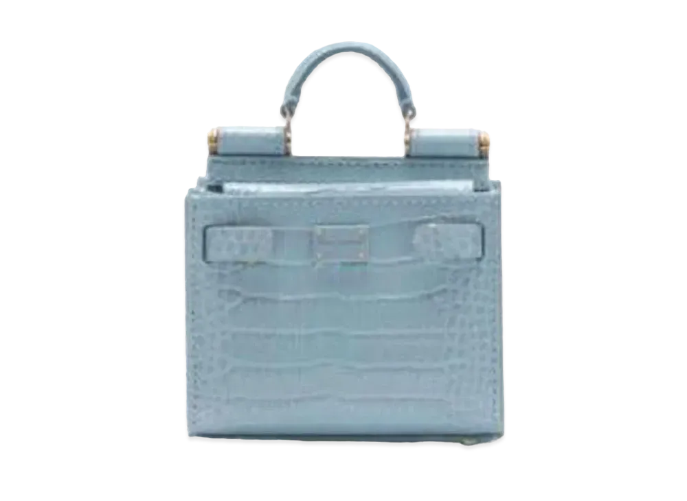 Dolce&Gabbana Sicily 62 Microbag Crocodile Side Leather "Blue"