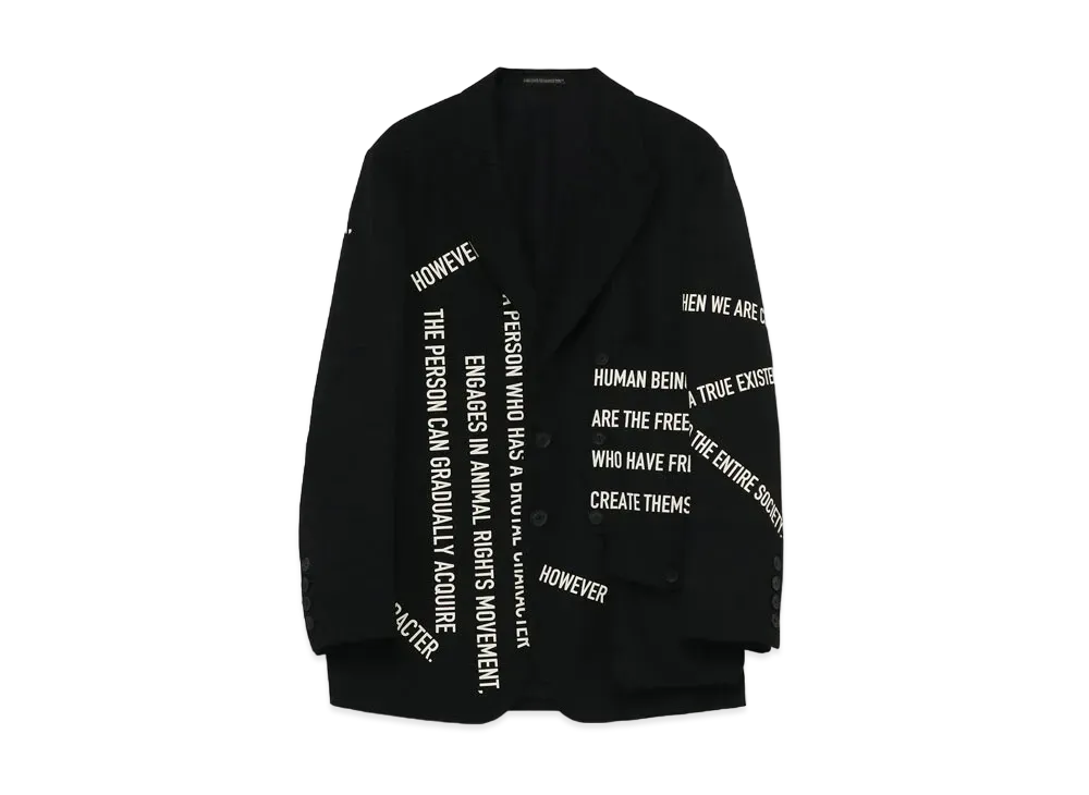 Yohji Yamamoto Pour Homme MESSAGE PRINT ARMY GABARDINE CHEST CLOTH JACKET "Black"