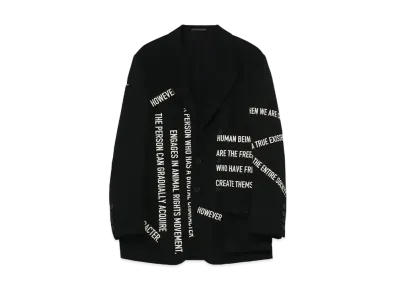 Yohji Yamamoto Pour Homme MESSAGE PRINT ARMY GABARDINE CHEST CLOTH JACKET "Black"