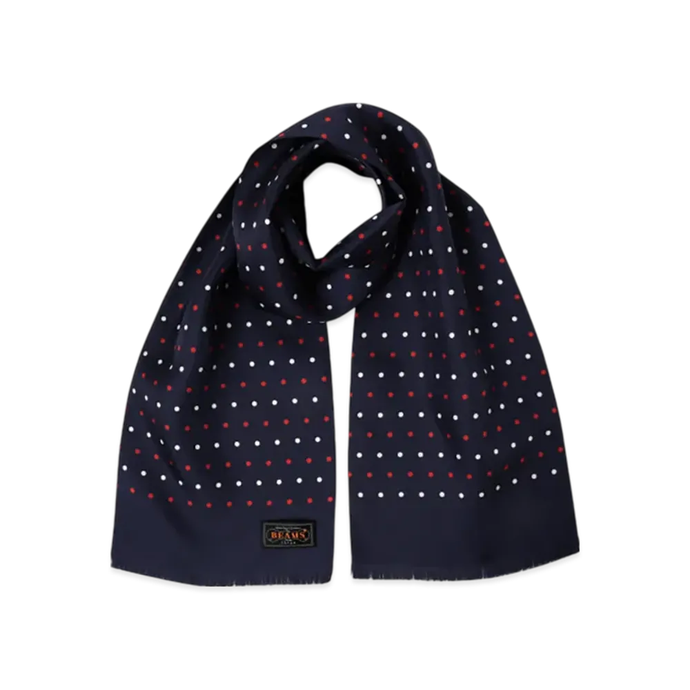 BEAMS Silk Stole Dot Print "Navy"