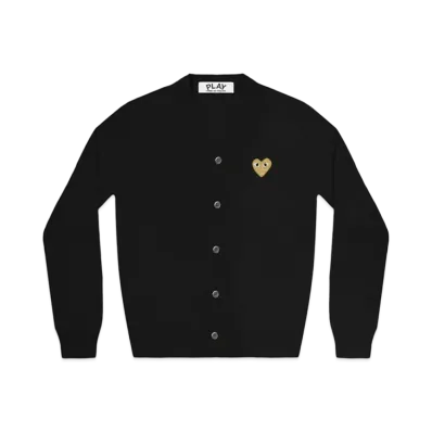 PLAY COMME des GARCONS Gold Heart Men's Cardigan "Black"